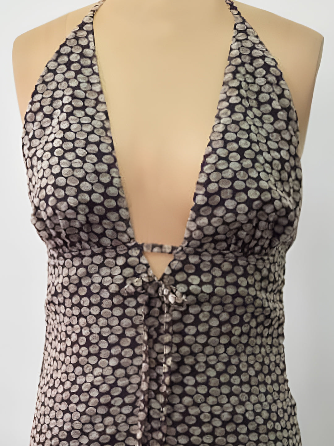 Brown Abstract Shoulder Straps Mini Dress