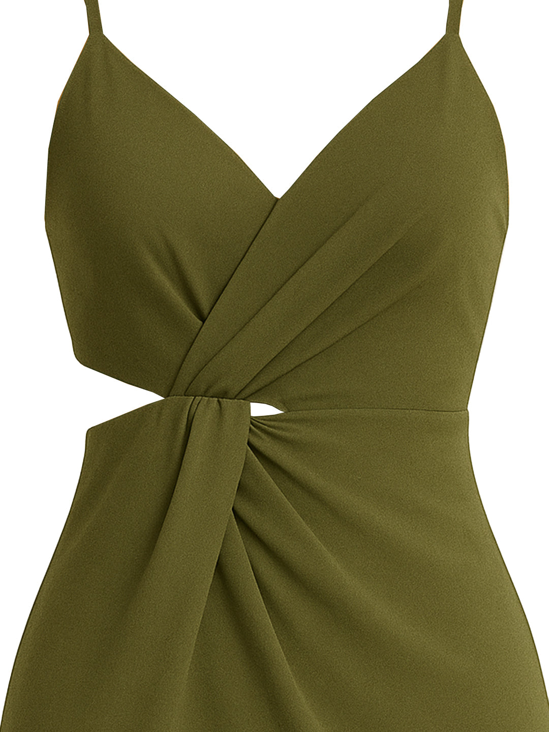 Olive Solid Shoulder Straps Mini Dress