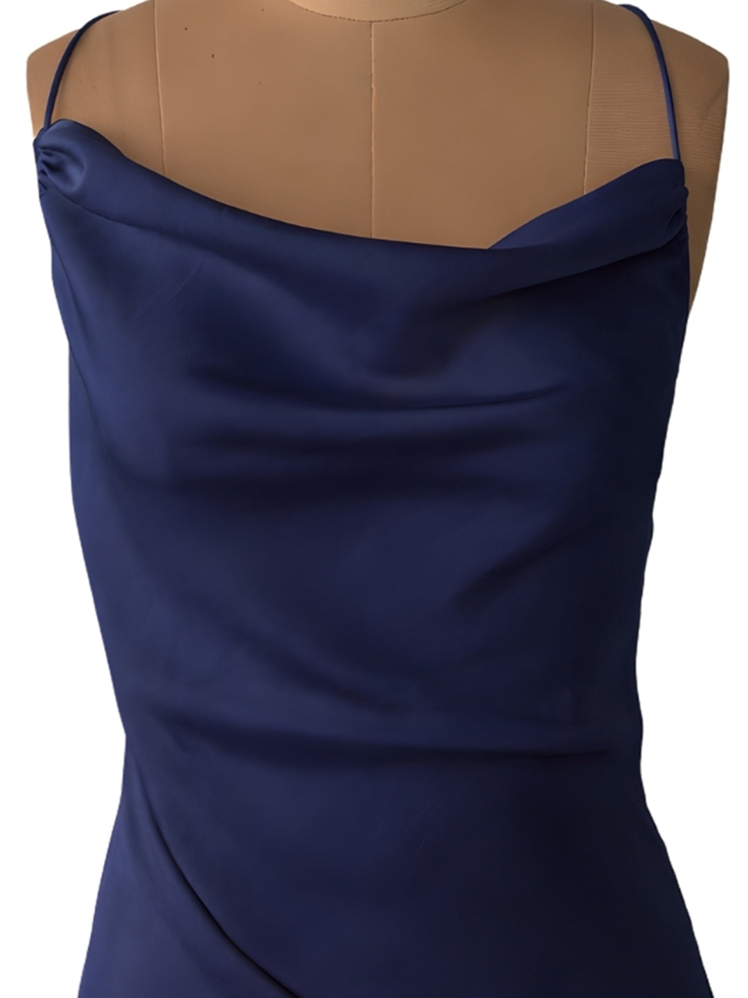 Navy Solid Shoulder Straps Mini Dress