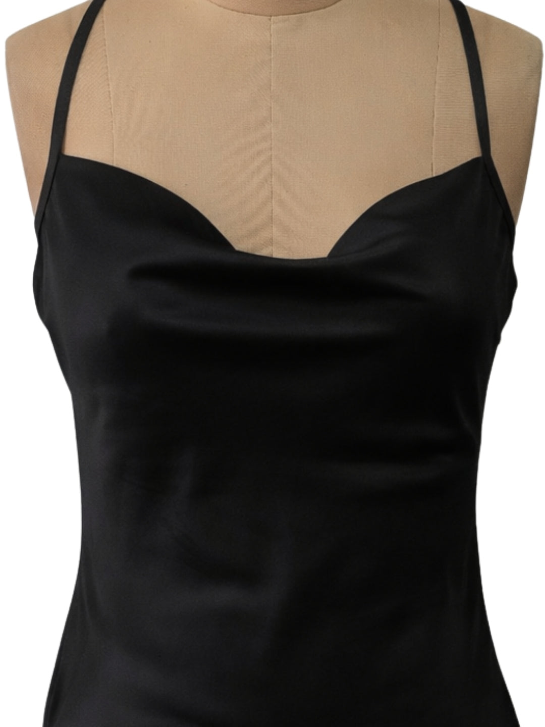 Black Solid Shoulder Straps Mini Dress