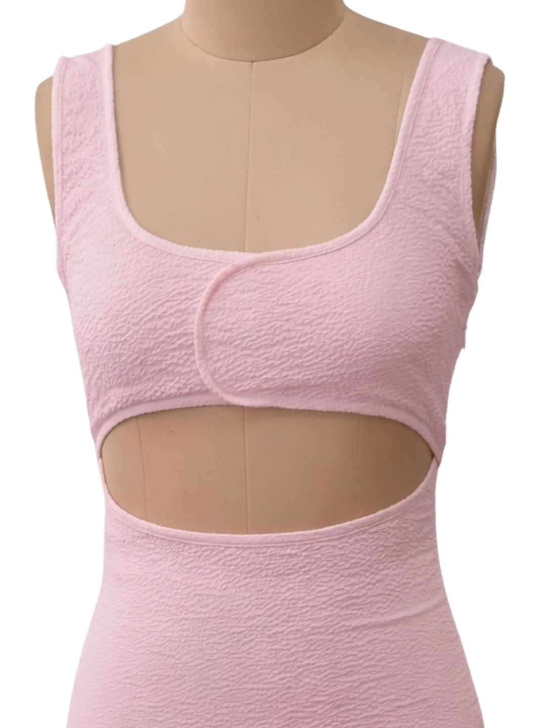 Pink Solid Sleeveless Mini Dress