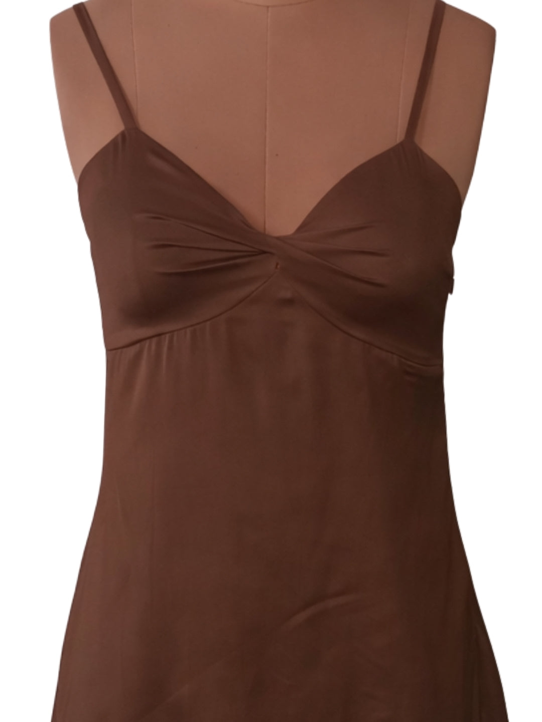 Brown Solid Shoulder Straps Mini Dress