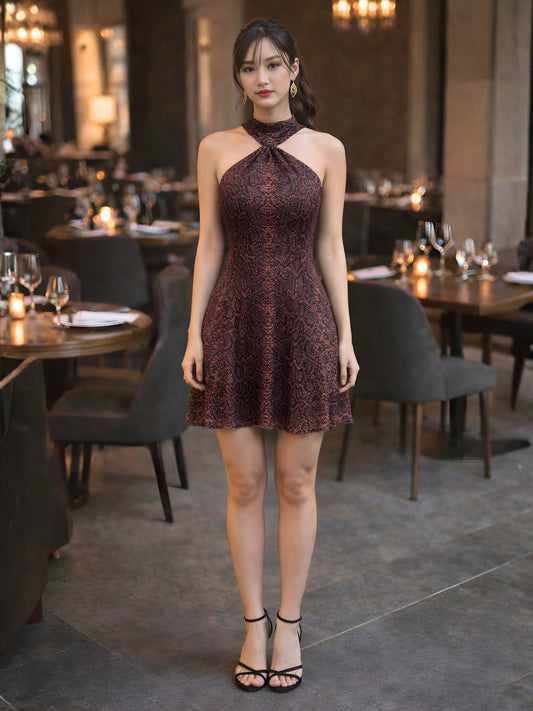 don't be basic Brown Animal Print Sleeveless Mini Dress