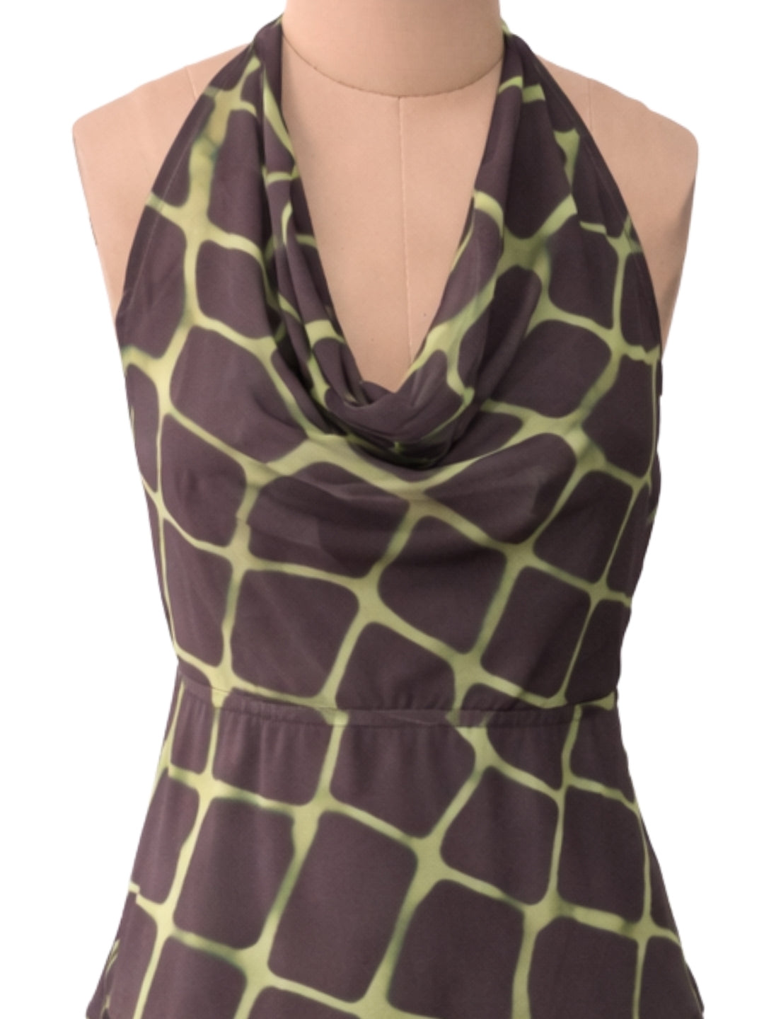 Green Geometric Sleeveless Mini Dress