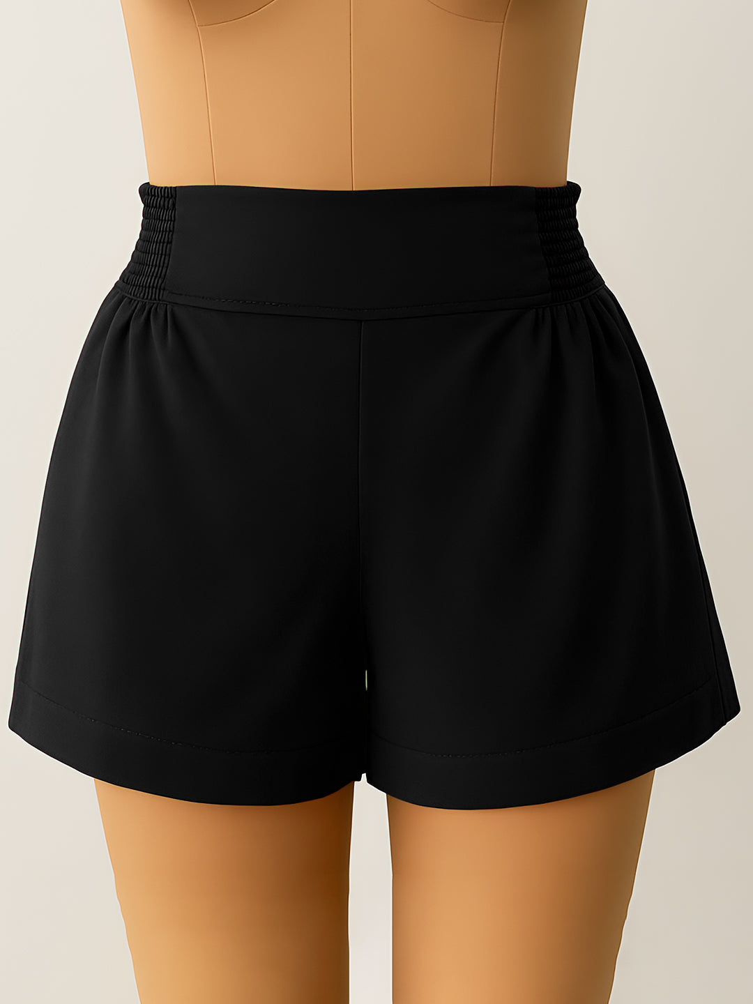 Black Solid Shorts