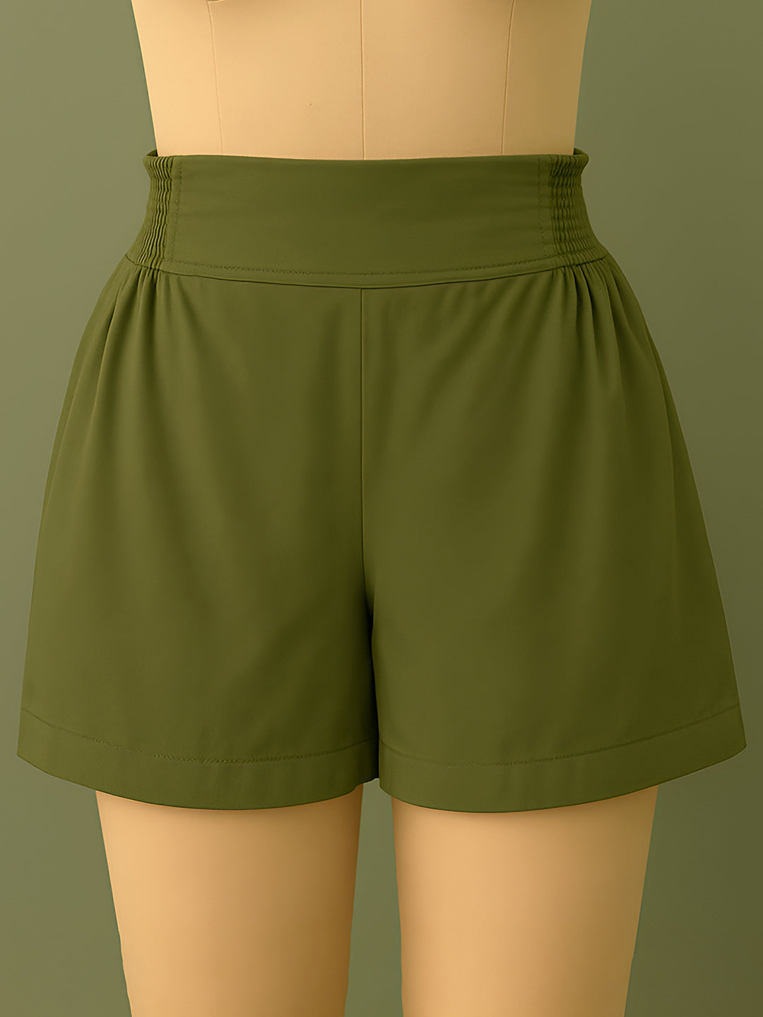 Olive Solid Shorts