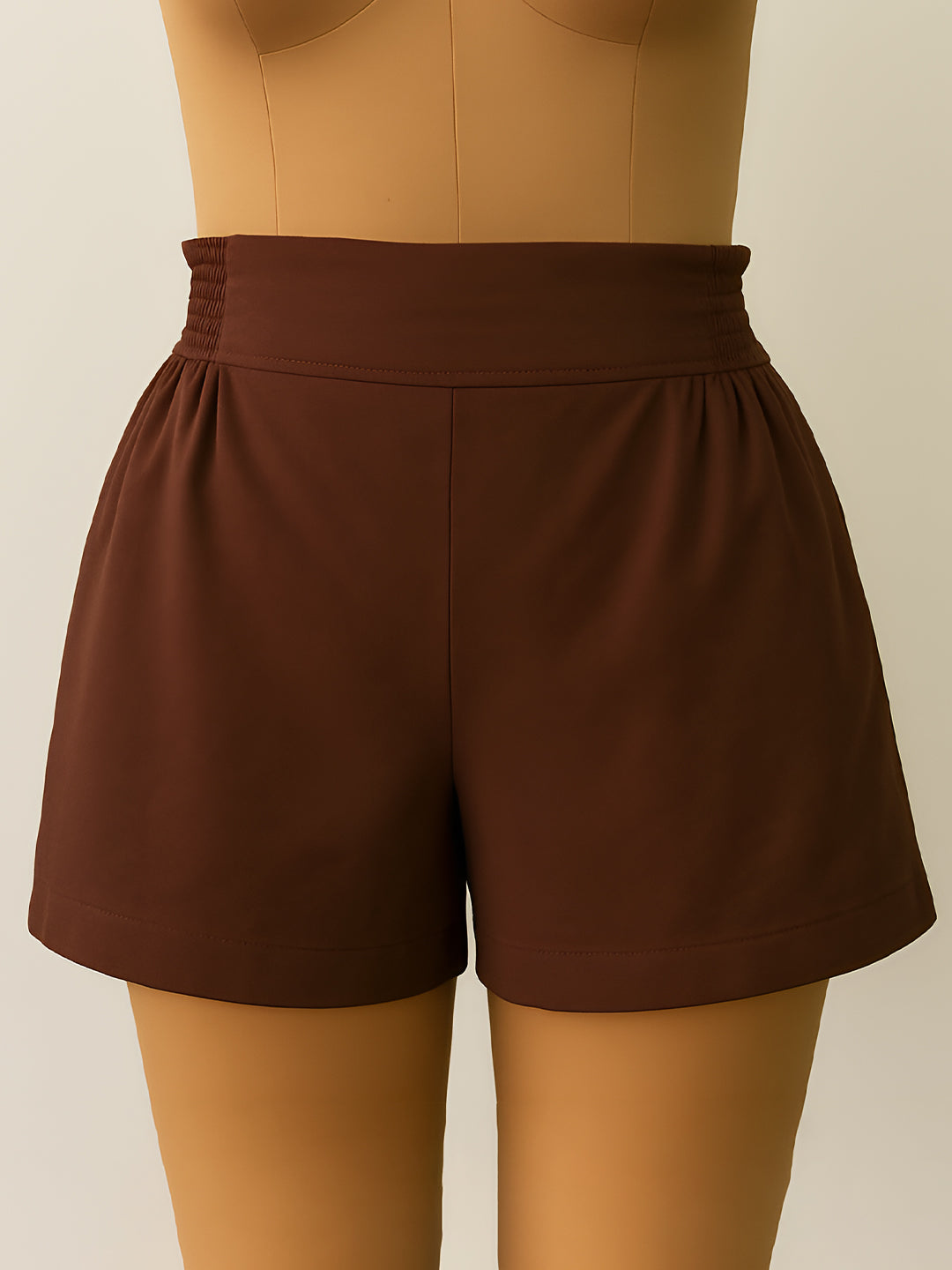 Brown Solid Shorts