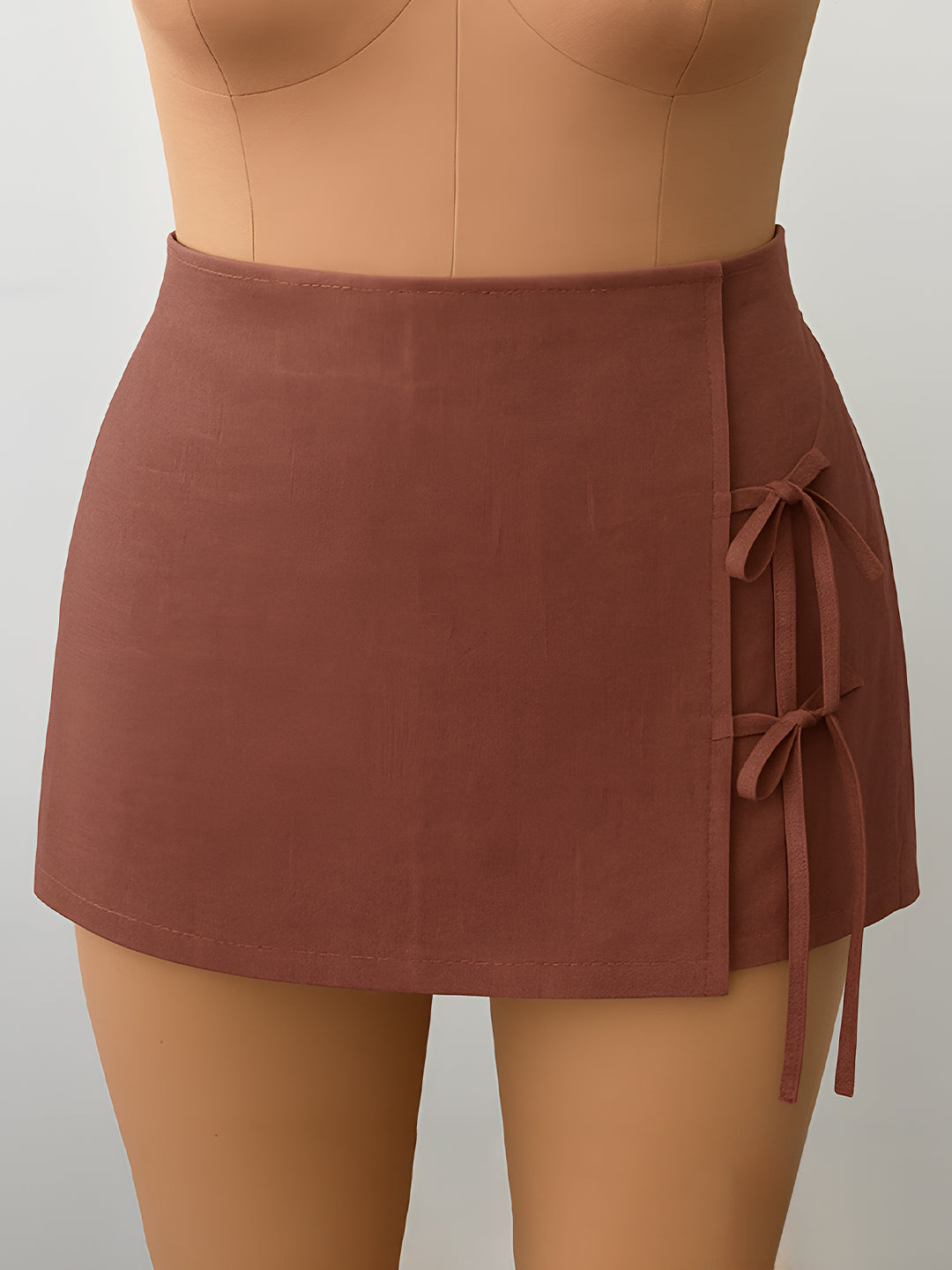 Brown Solid Skorts