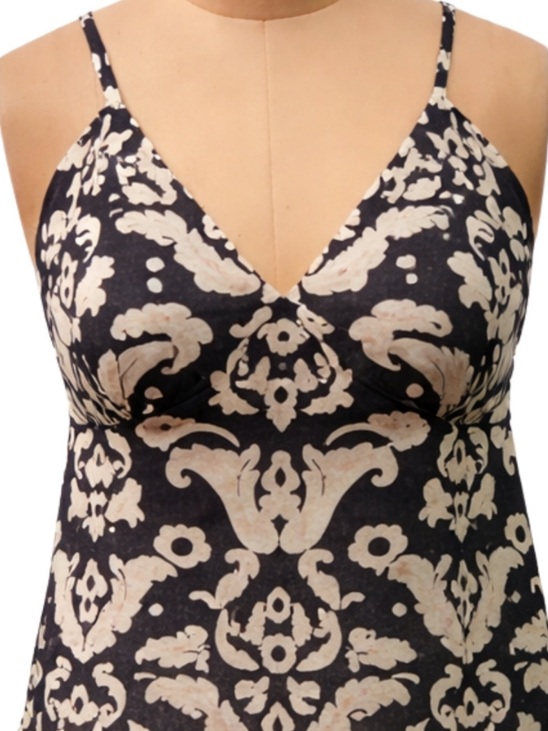 Black Ethnic Motifs Shoulder Straps Tops