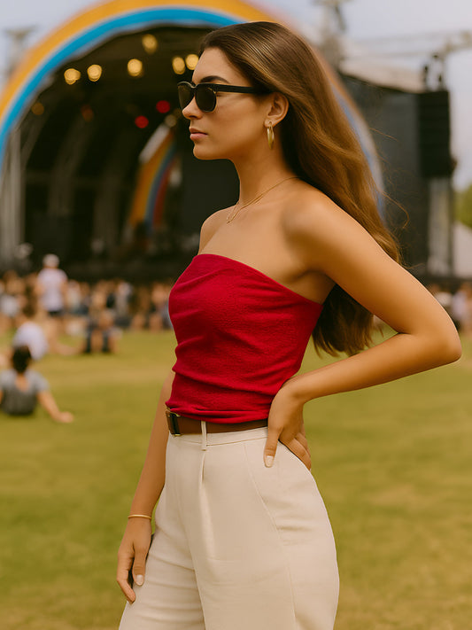 Maroon Solid Off-Shoulder Top