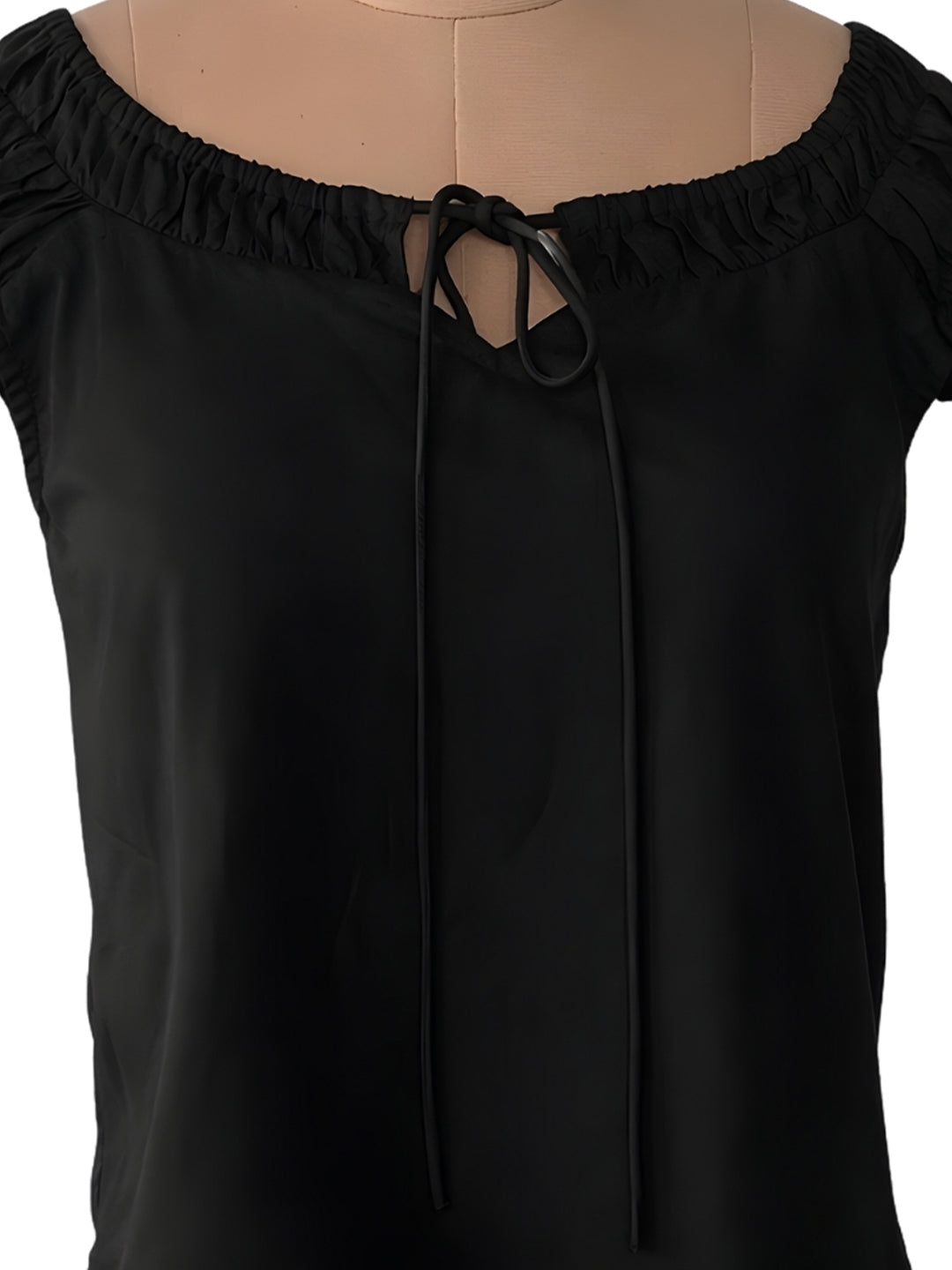 Black Solid Short Tops