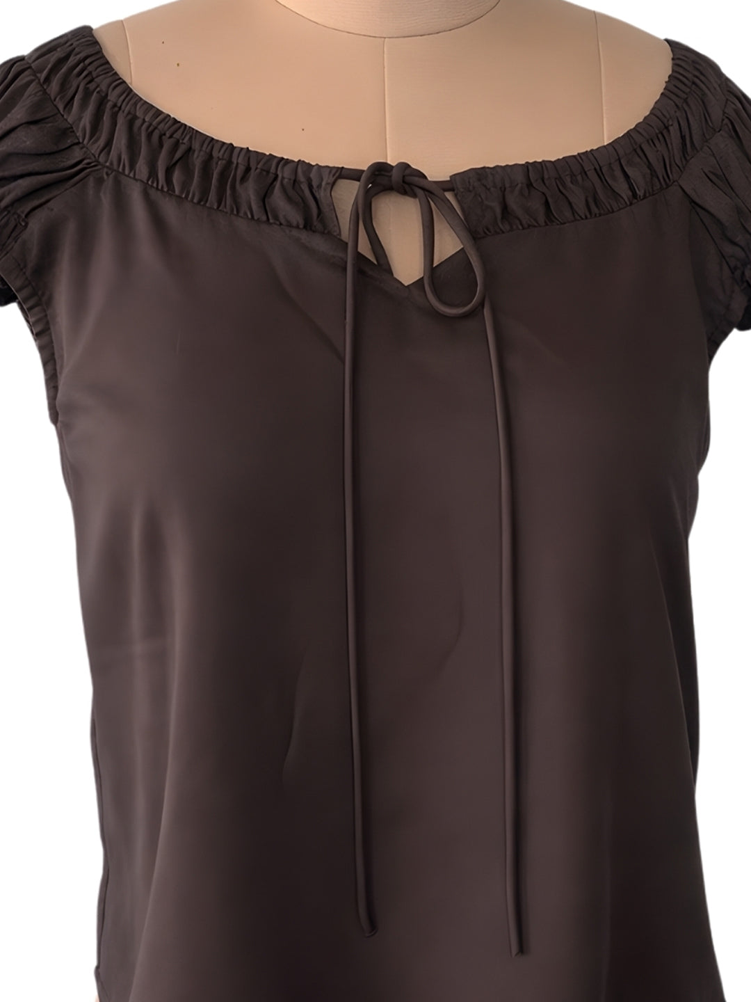 Brown Solid Short Tops