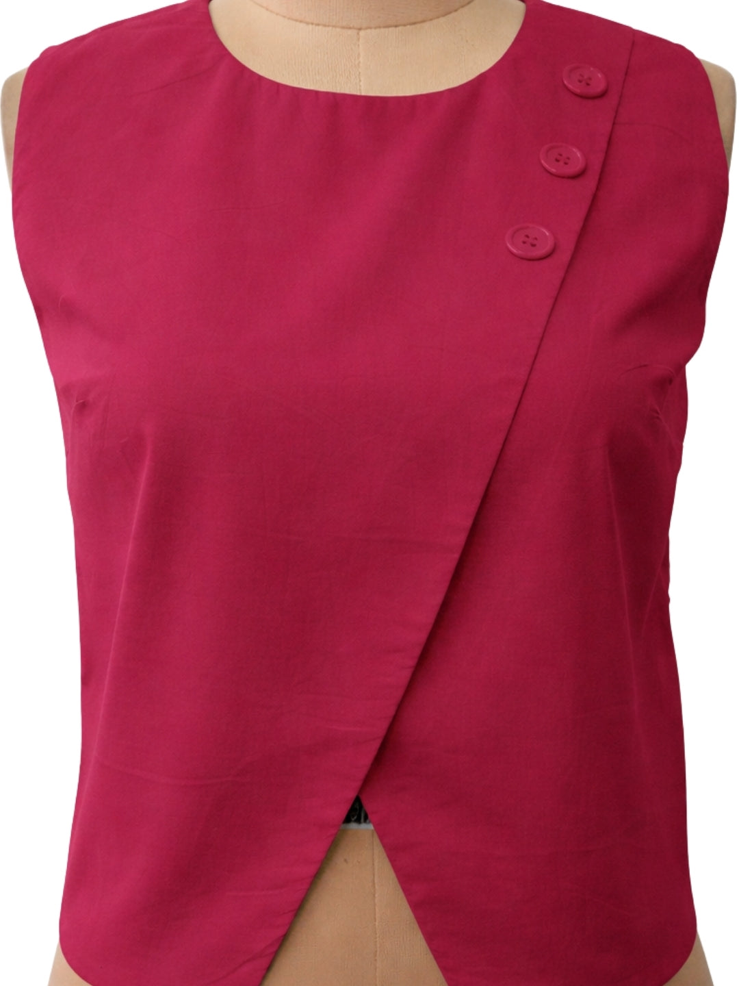 Magenta Solid Sleeveless Top