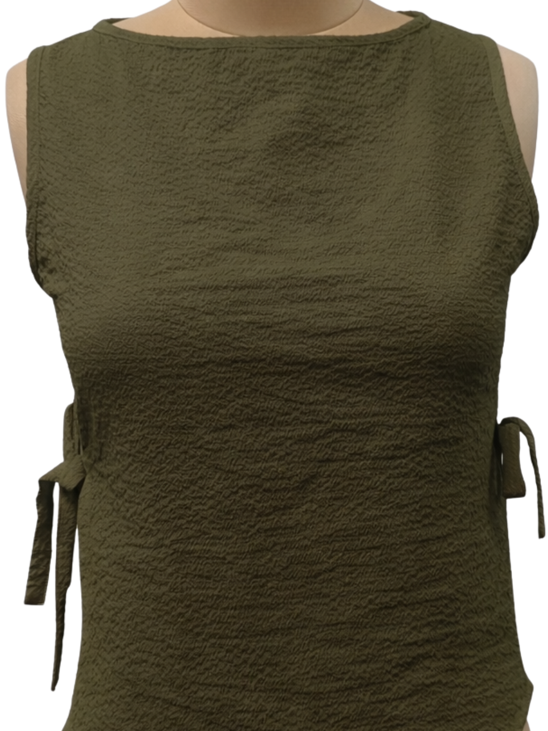 Olive Solid Sleeveless Top