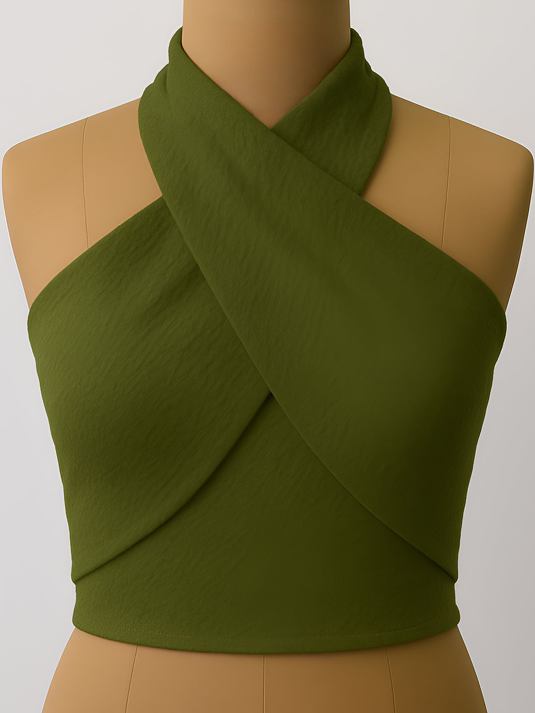 Olive Solid Sleeveless Tops