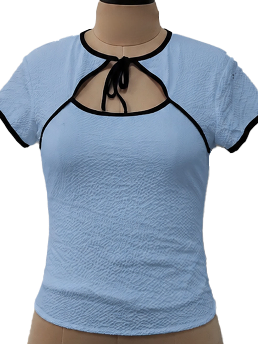 Blue Solid Short Tops & Tees