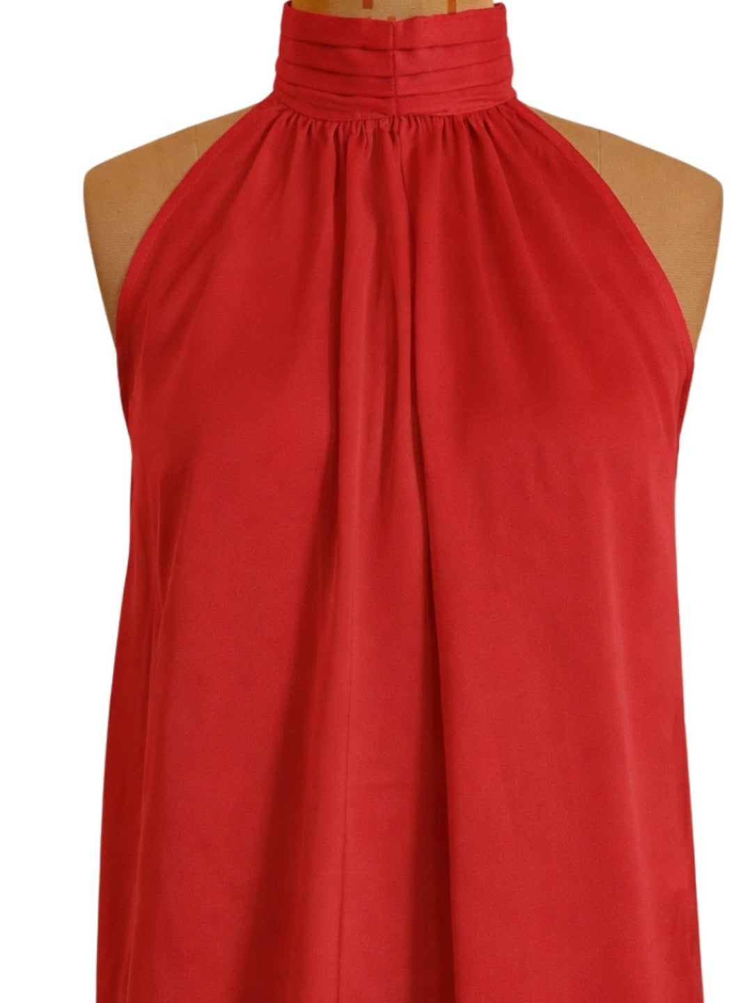 Red Solid Sleeveless Mini Dress
