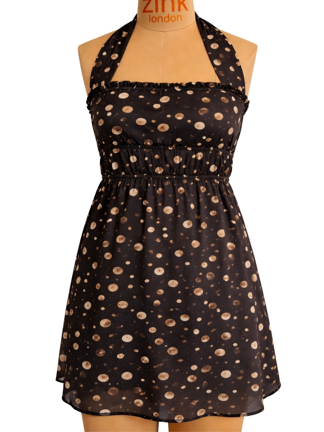 Black Polka Dot Sleeveless Mini Dress