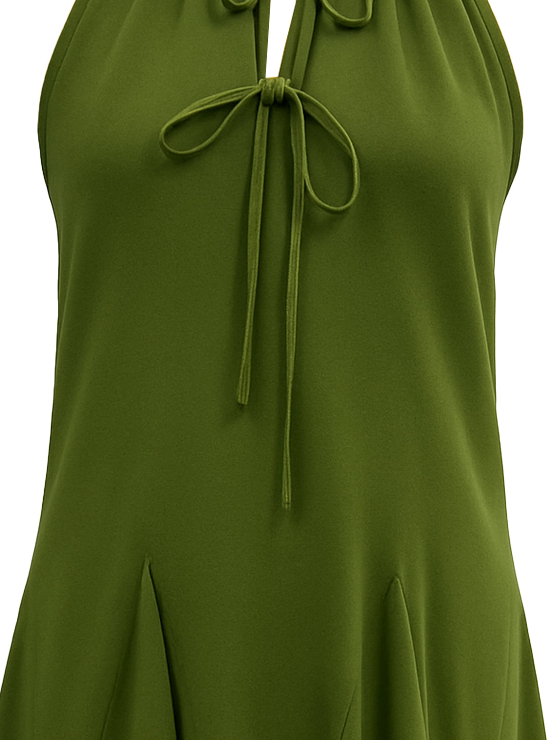 Olive Solid Sleeveless Mini Dress