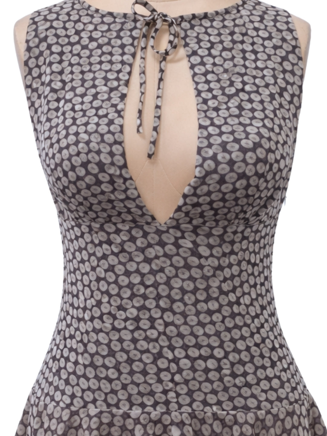 Brown Abstract Sleeveless Mini Dress
