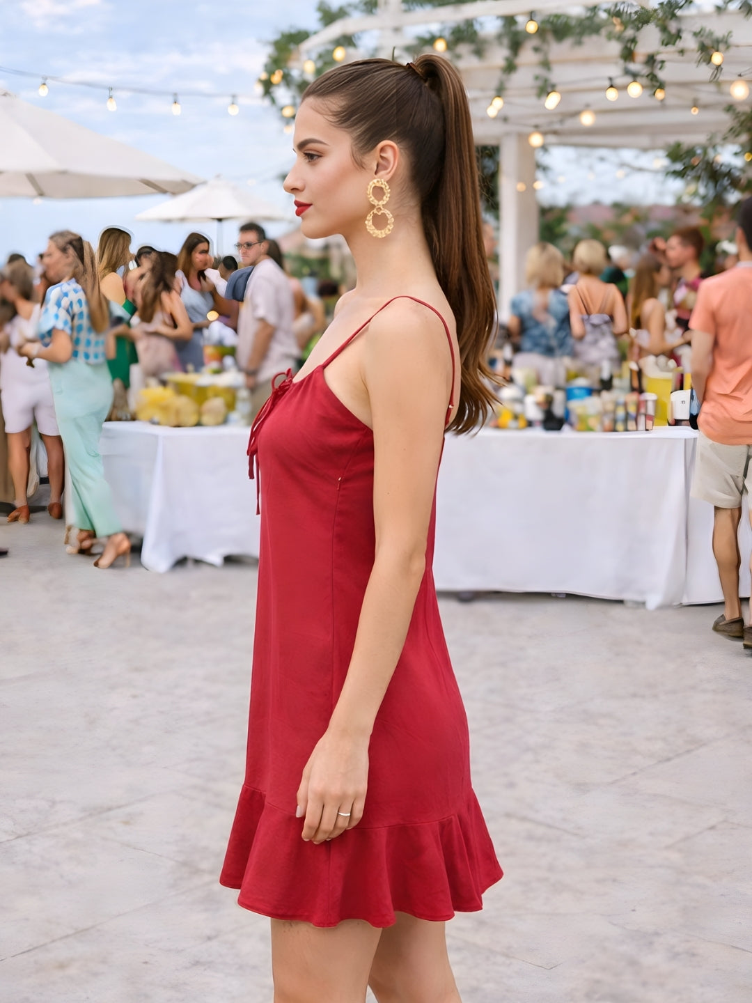 Magenta Solid Shoulder Straps Mini Dress