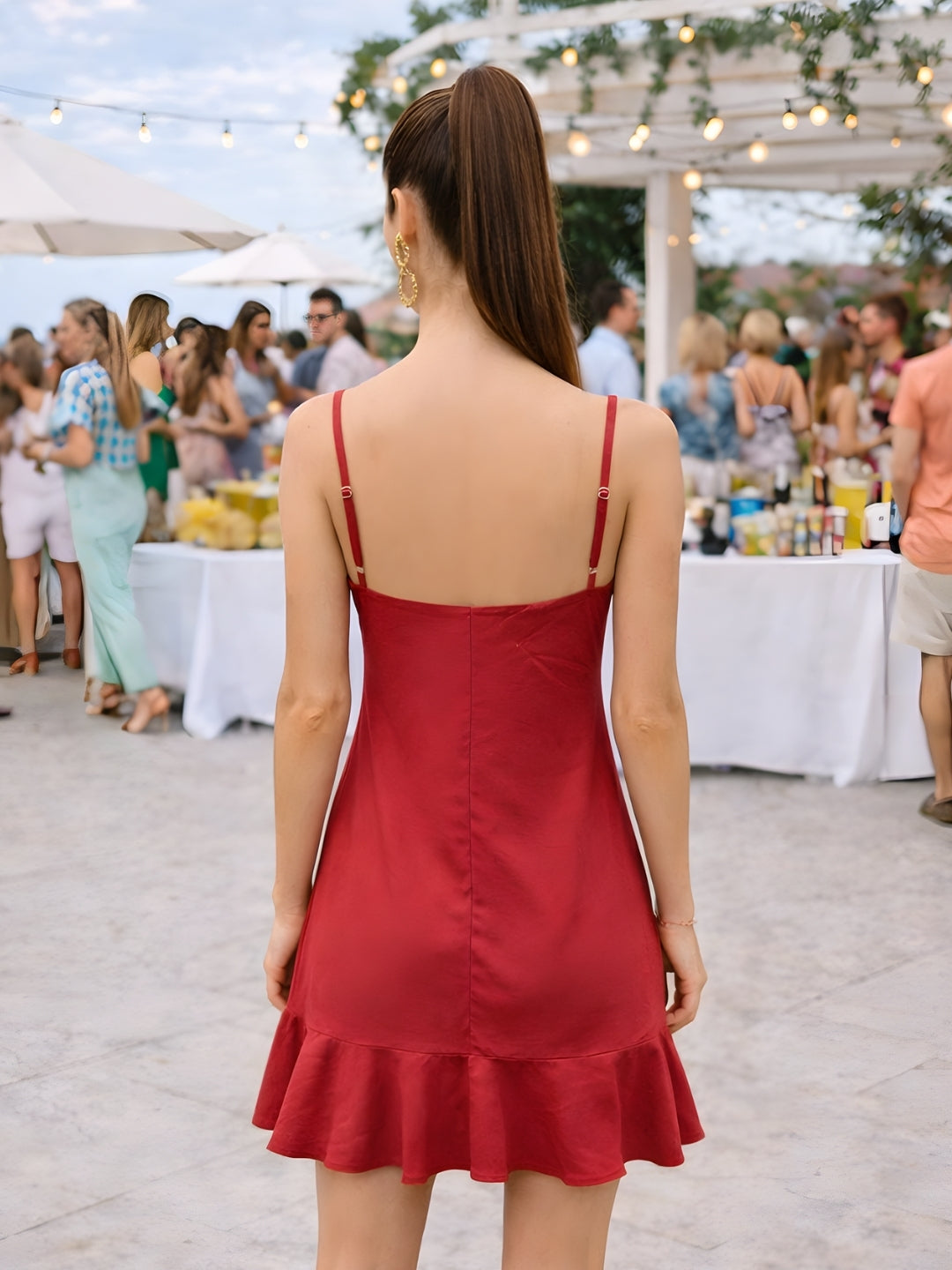 Magenta Solid Shoulder Straps Mini Dress
