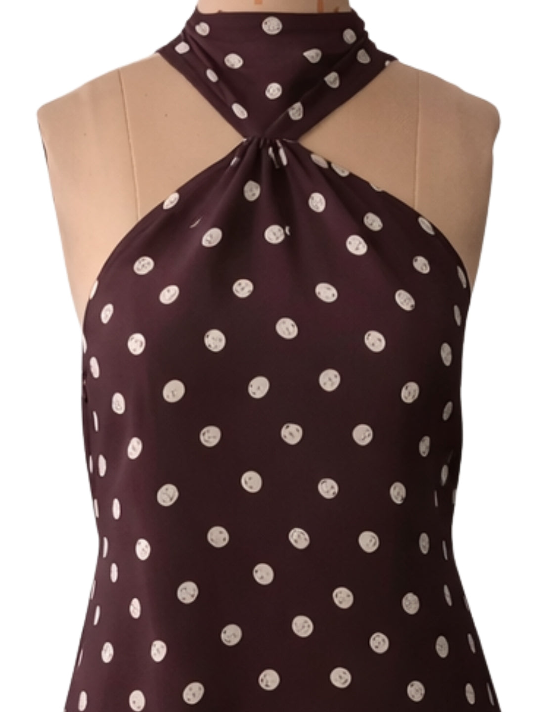 don't be basic Brown Polka Dot Sleeveless Mini Dress