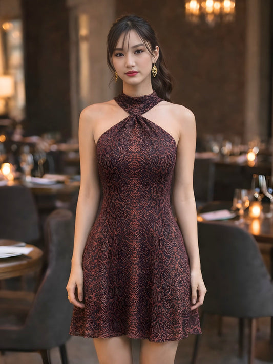 don't be basic Brown Animal Print Sleeveless Mini Dress