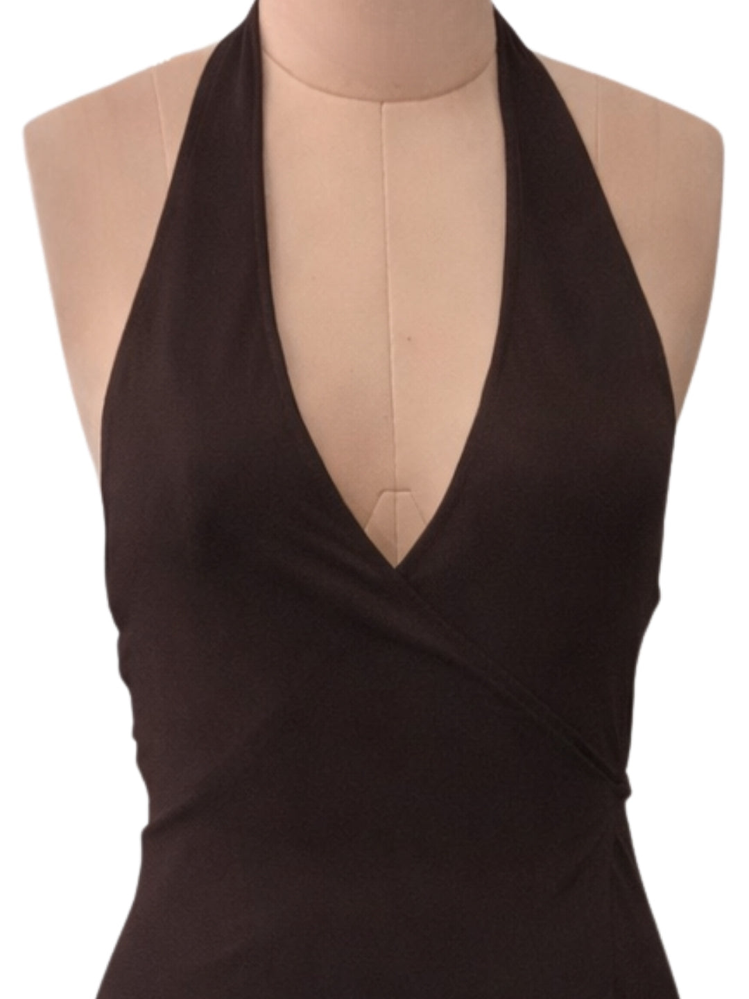 Dark Brown Solid Sleeveless Mini Dress
