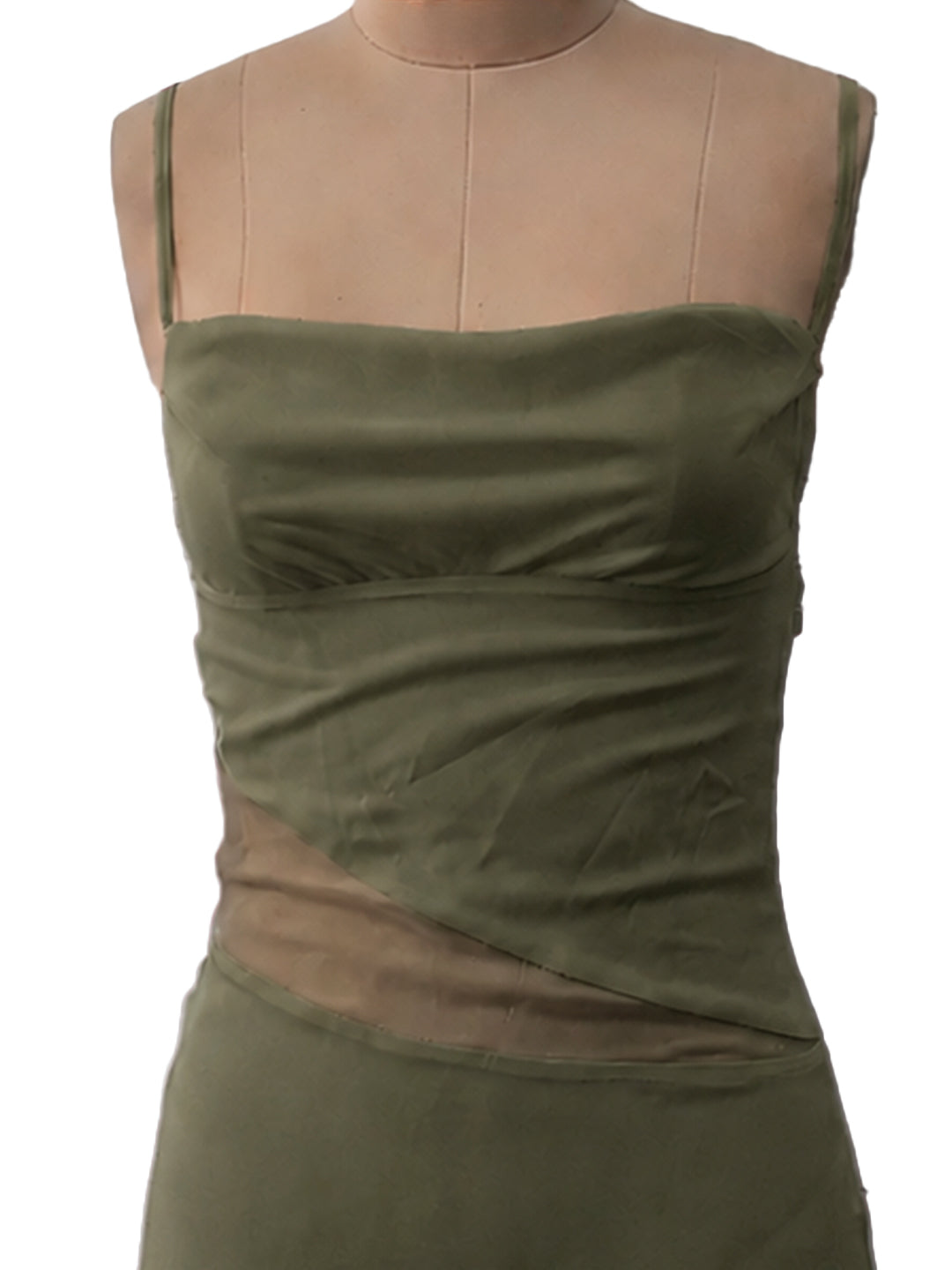 Olive Solid Shoulder Straps Dresses