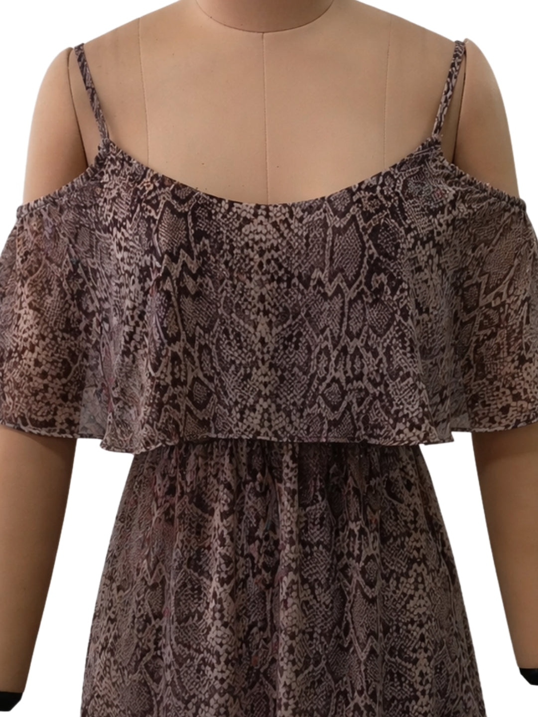 Brown Animal Print Off-Shoulder Mini Dress