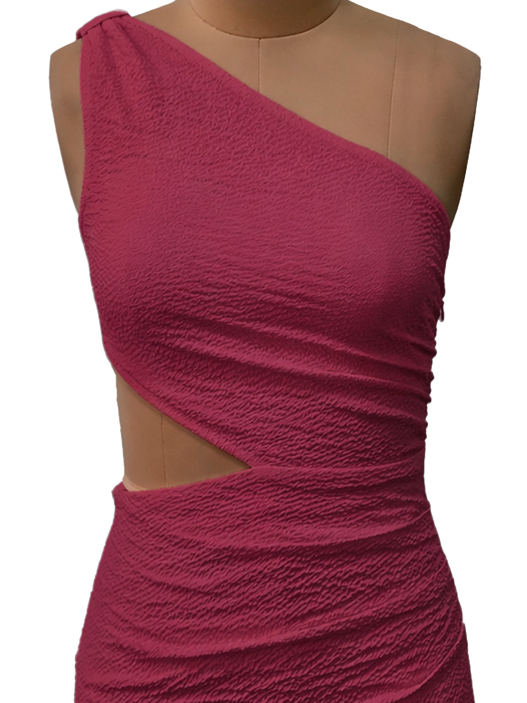 Magenta Solid One-Shoulder Dresses