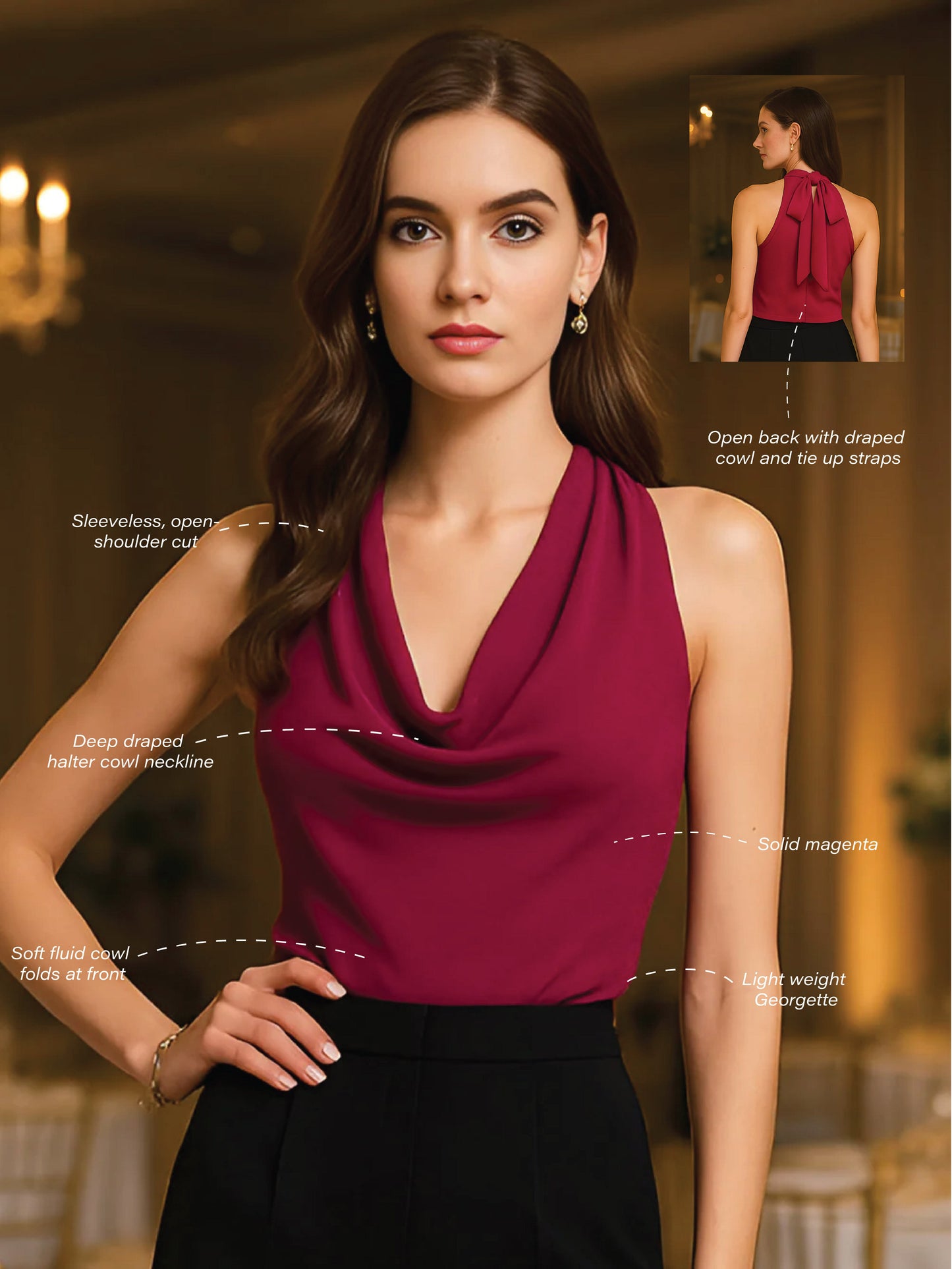 Magenta Solid Sleeveless Top