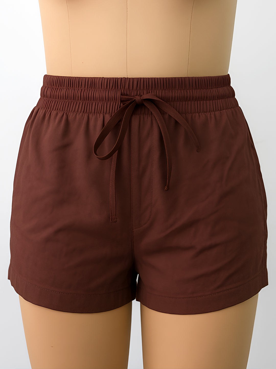 Brown Solid Shorts