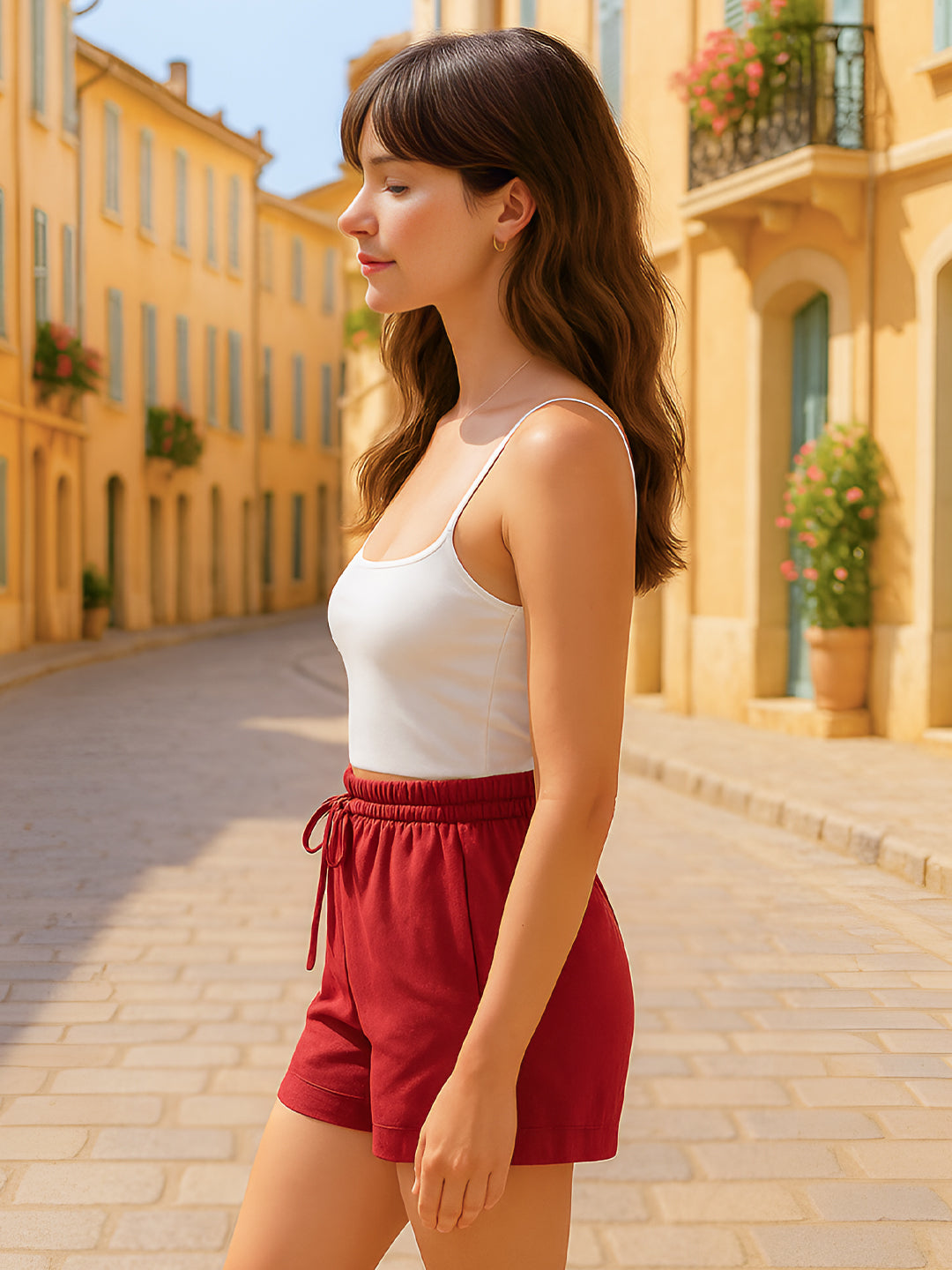 Maroon Solid Shorts