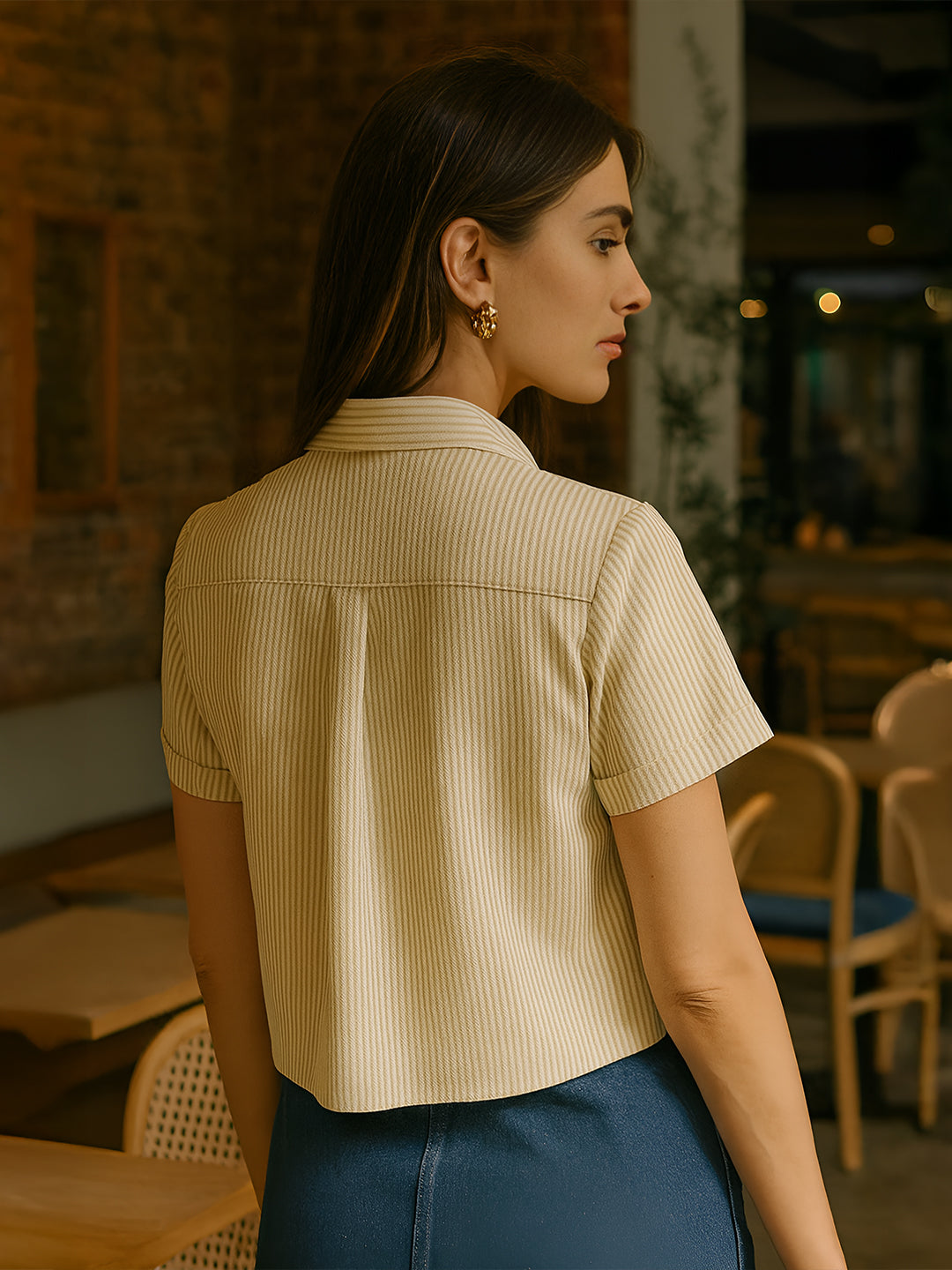 Brown Solid Half Sleeves Shirt