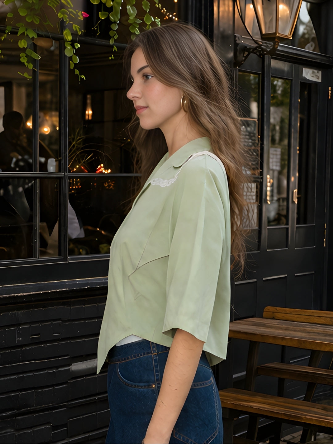 Green Solid Short Shirt