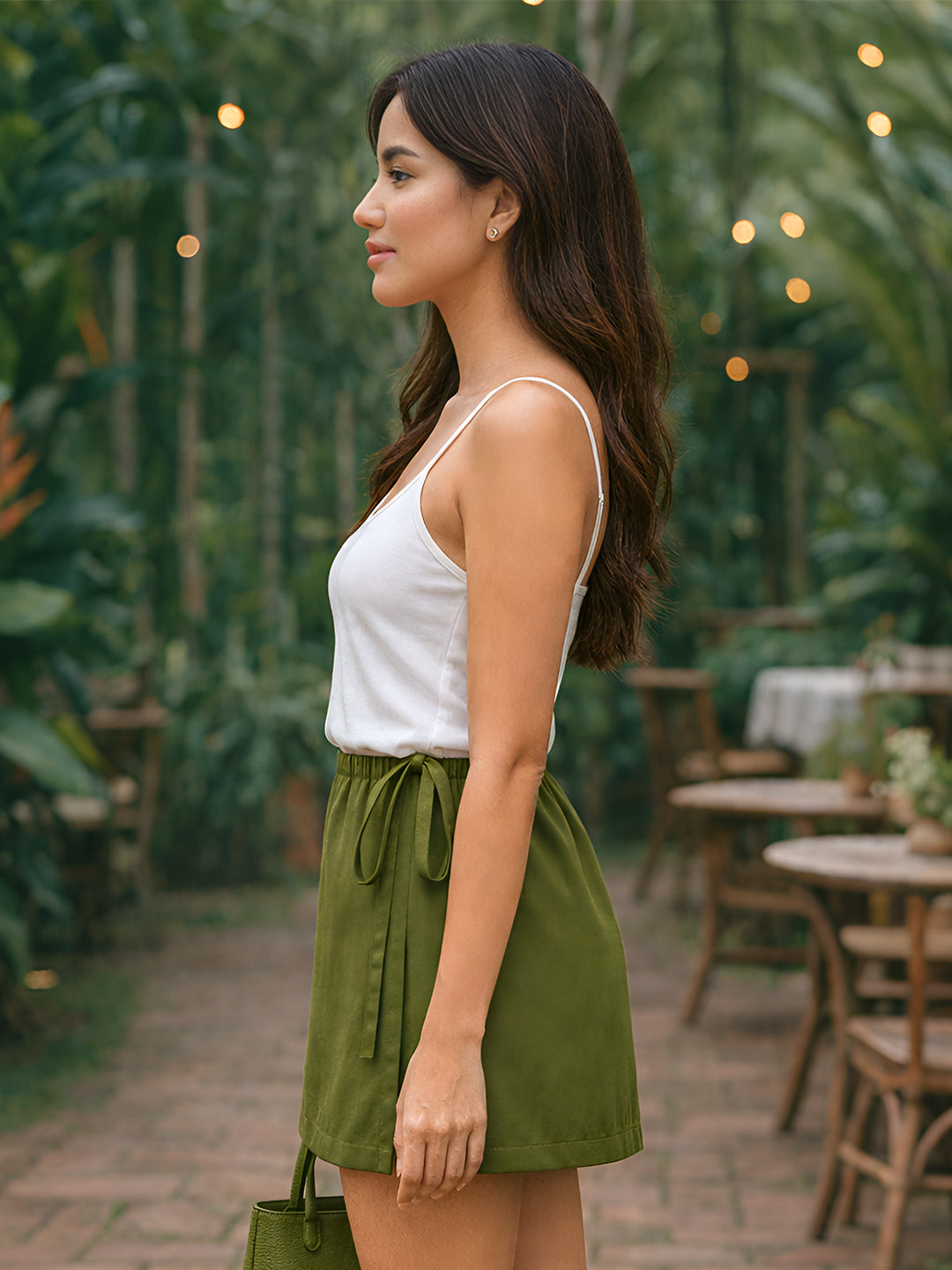 Olive Solid Skorts
