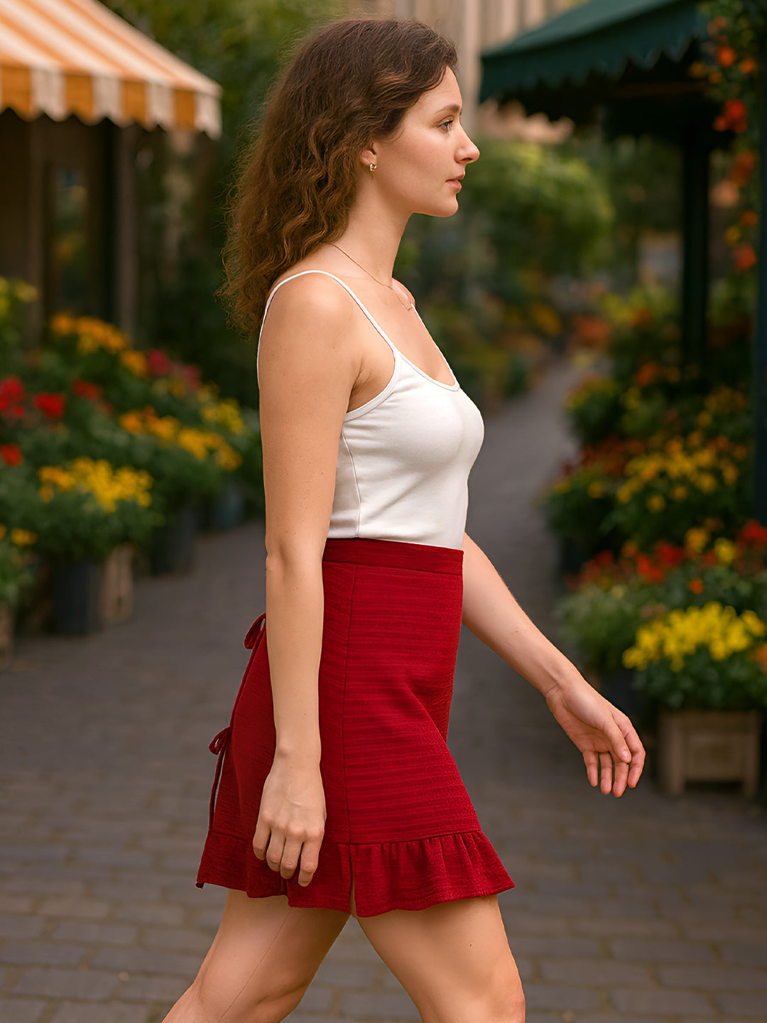 Maroon Solid Skorts