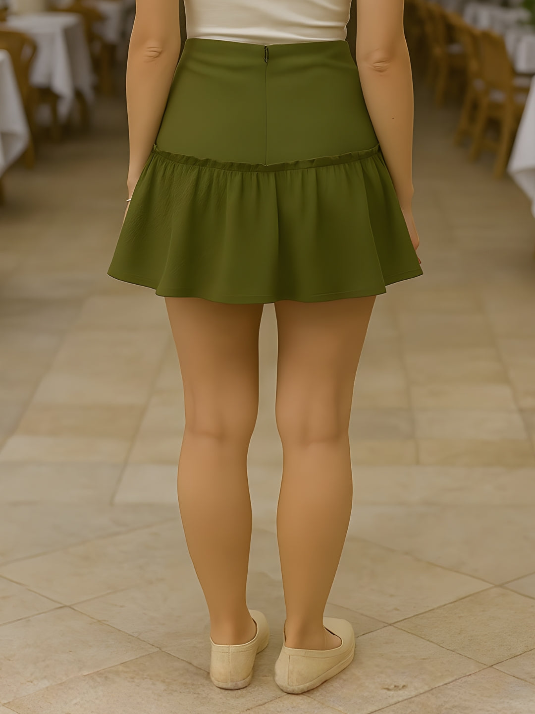 Olive Solid Skirts