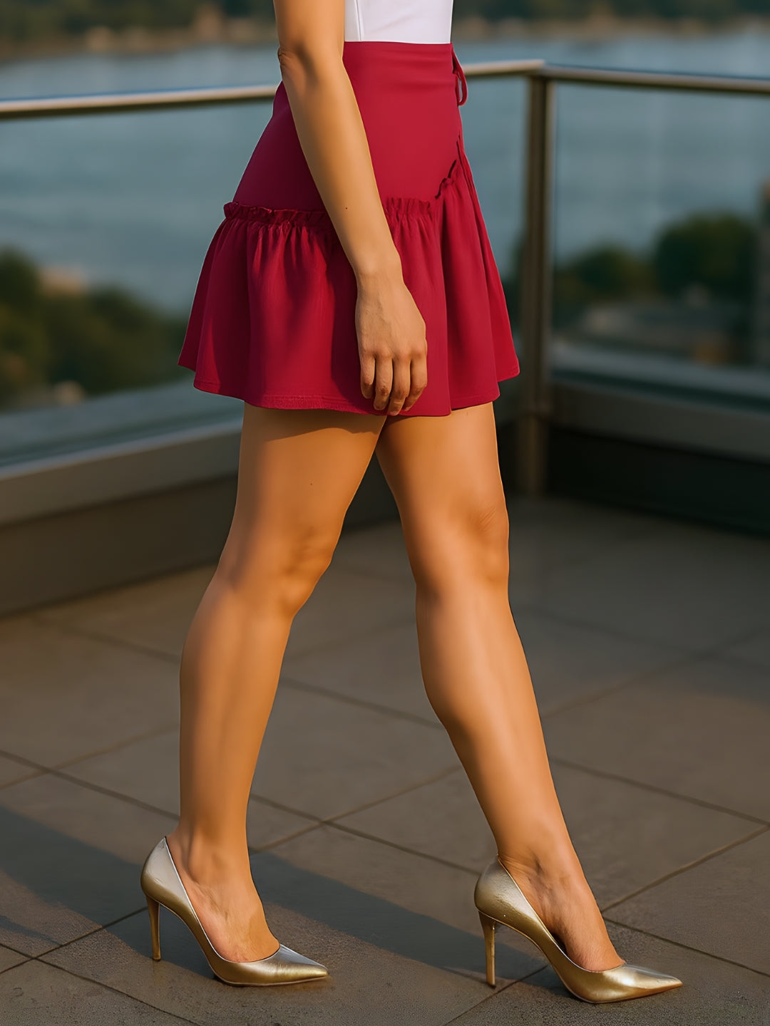 Maroon Solid Skirts