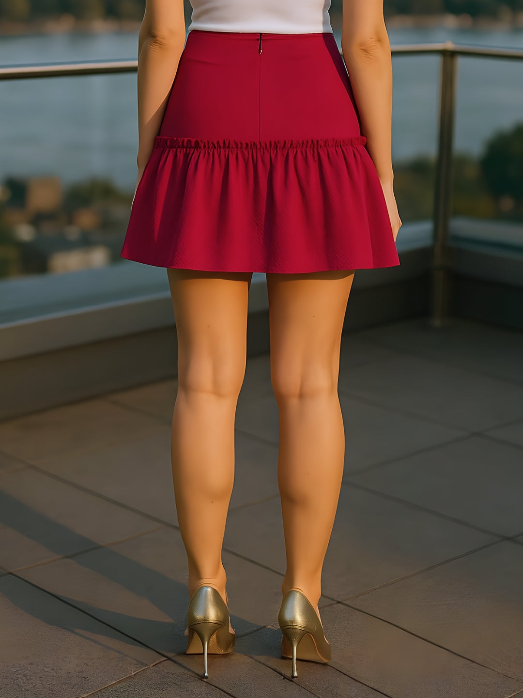 Maroon Solid Skirts