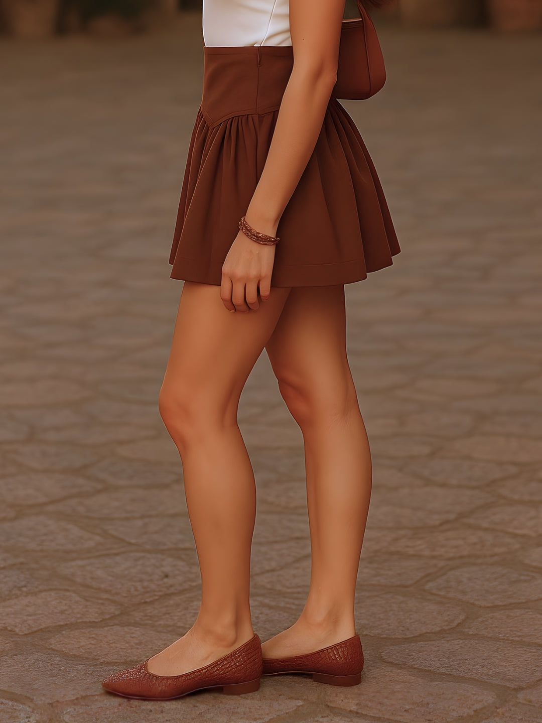 Brown Solid Skirts