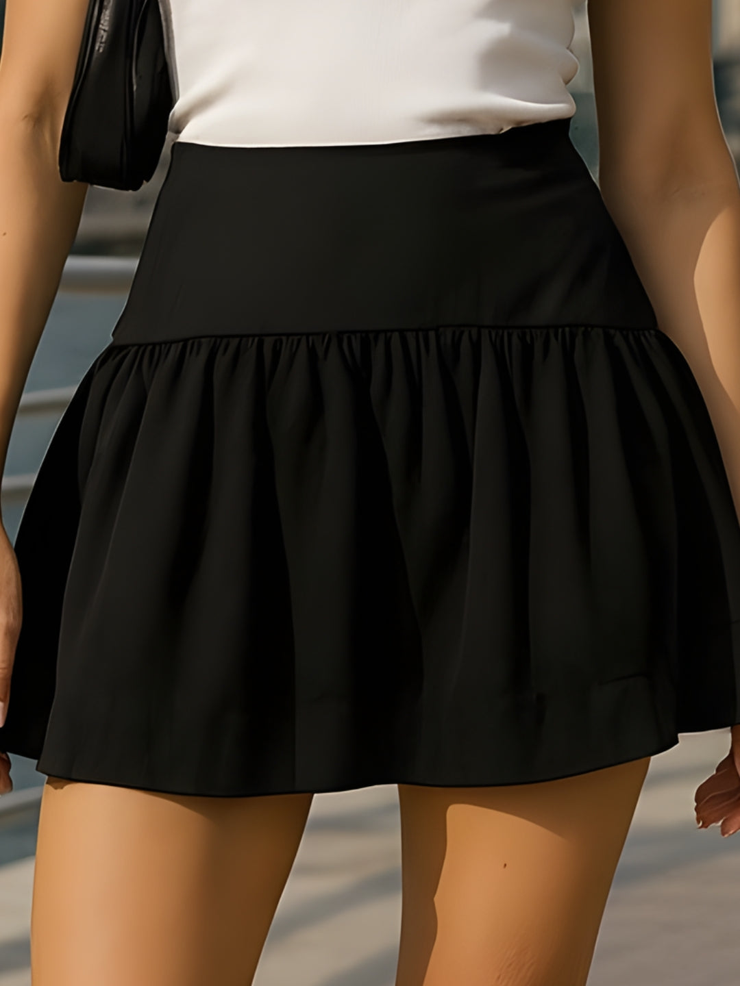 Black Solid Skirts