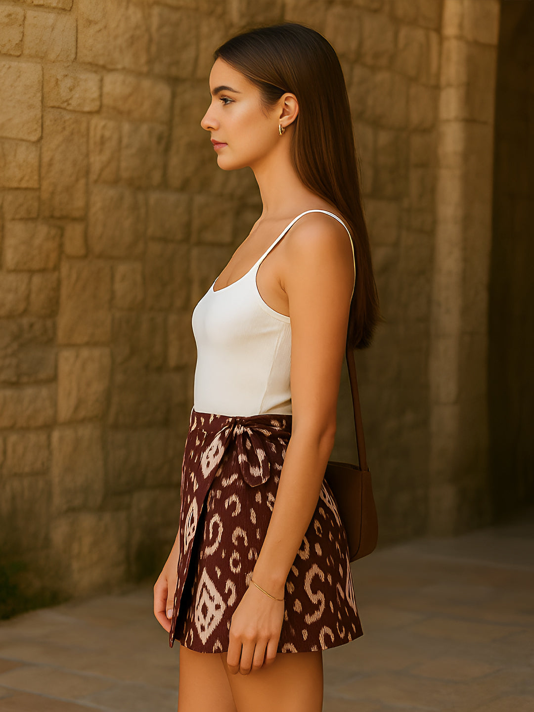 Brown Ethnic Motifs Skirts