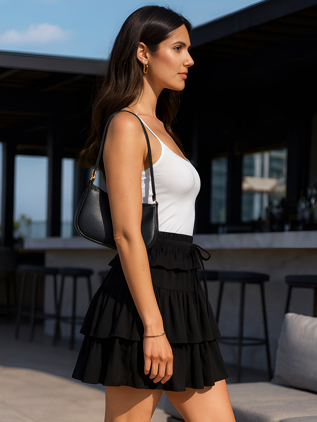 Black Solid Skirts