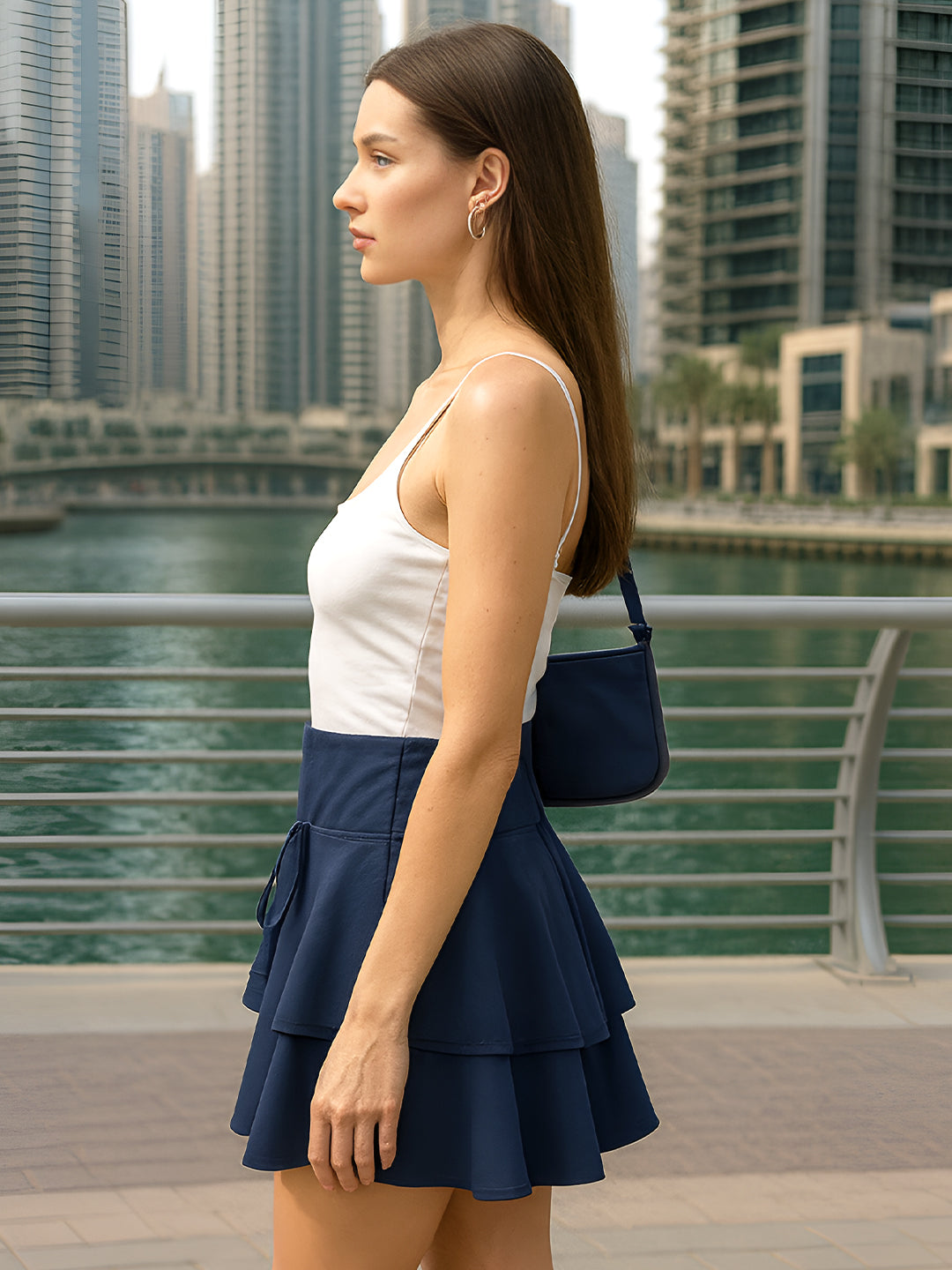 Blue Solid Skirts