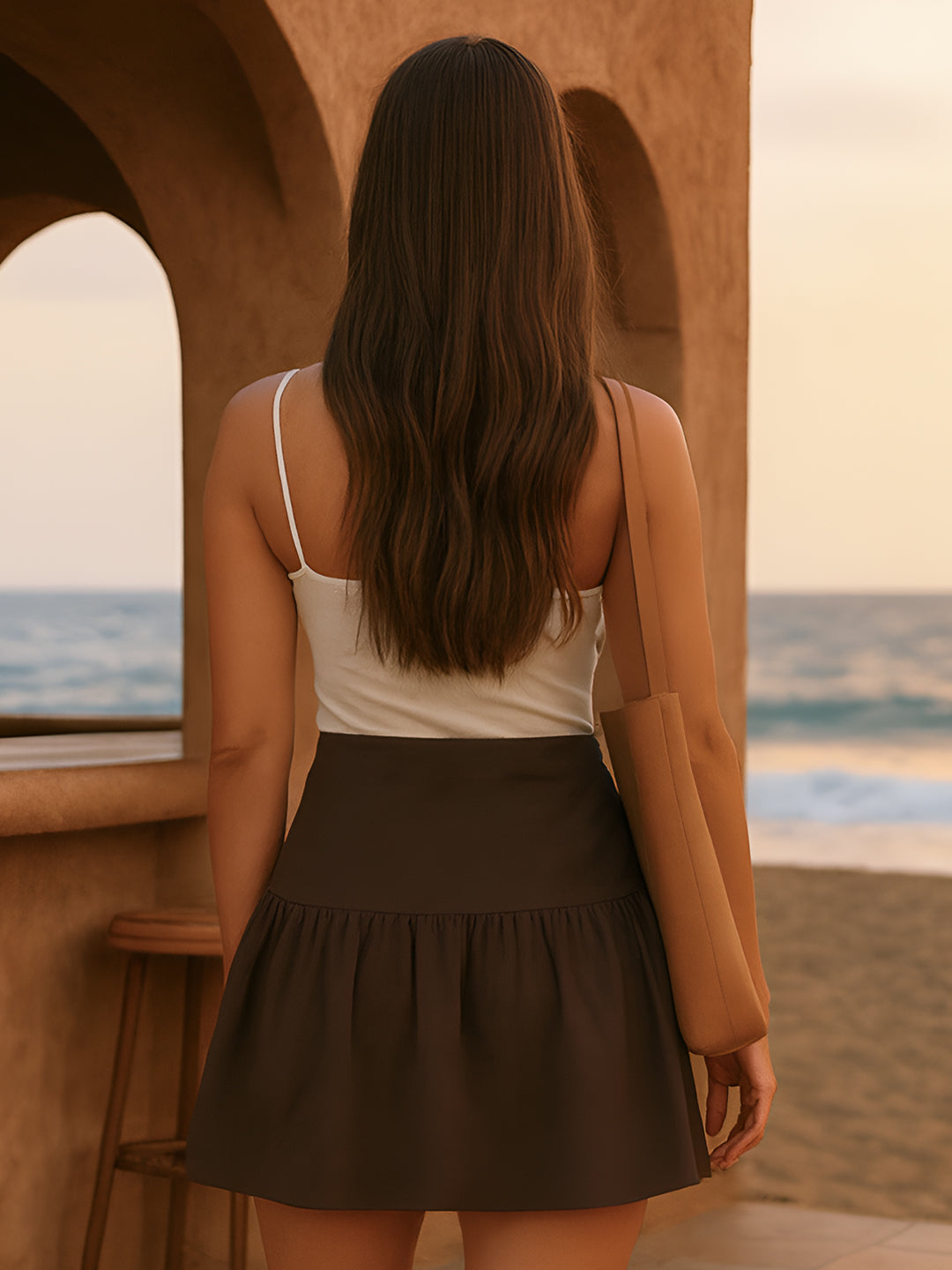 Brown Solid Skirts