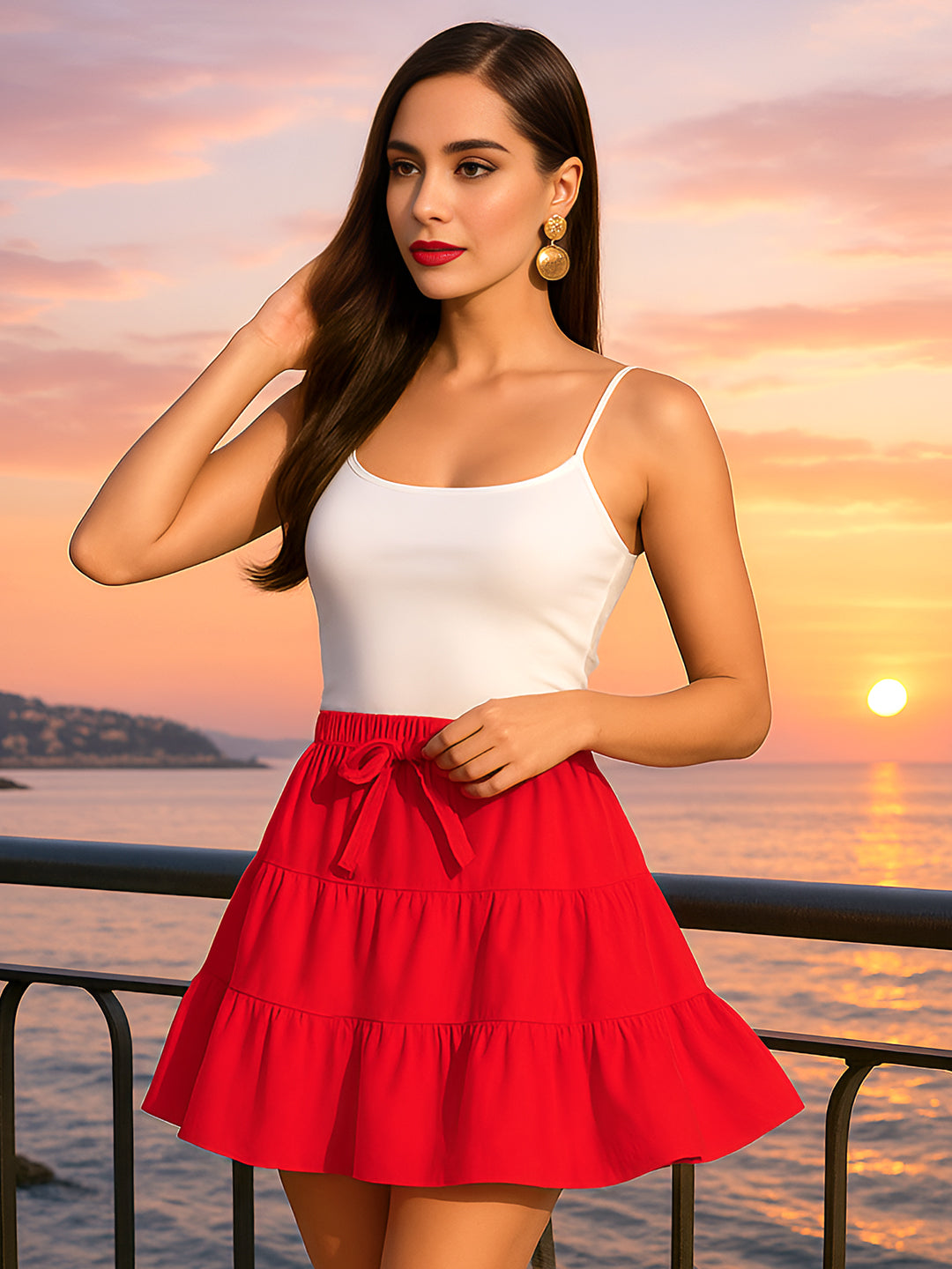 Red Solid Skirts