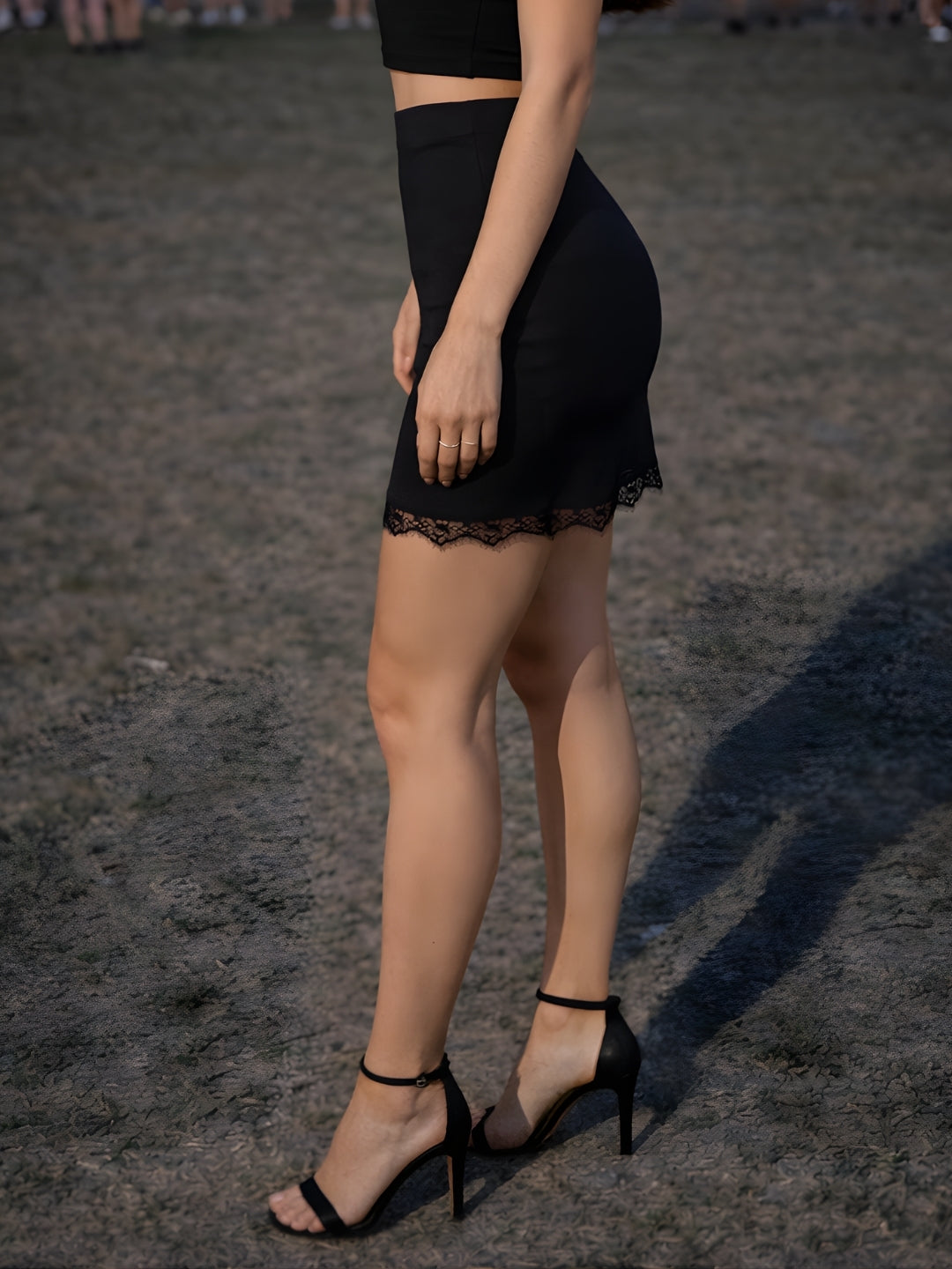 Black Solid Skirt